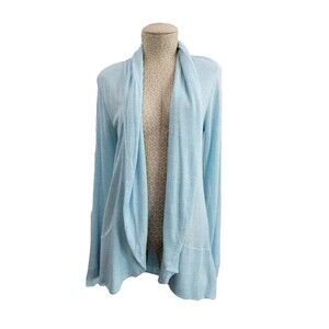 Lilly Pulitzer‎ S Cassine Heather Blue Open Front Cardigan Sweater Knit top EUC